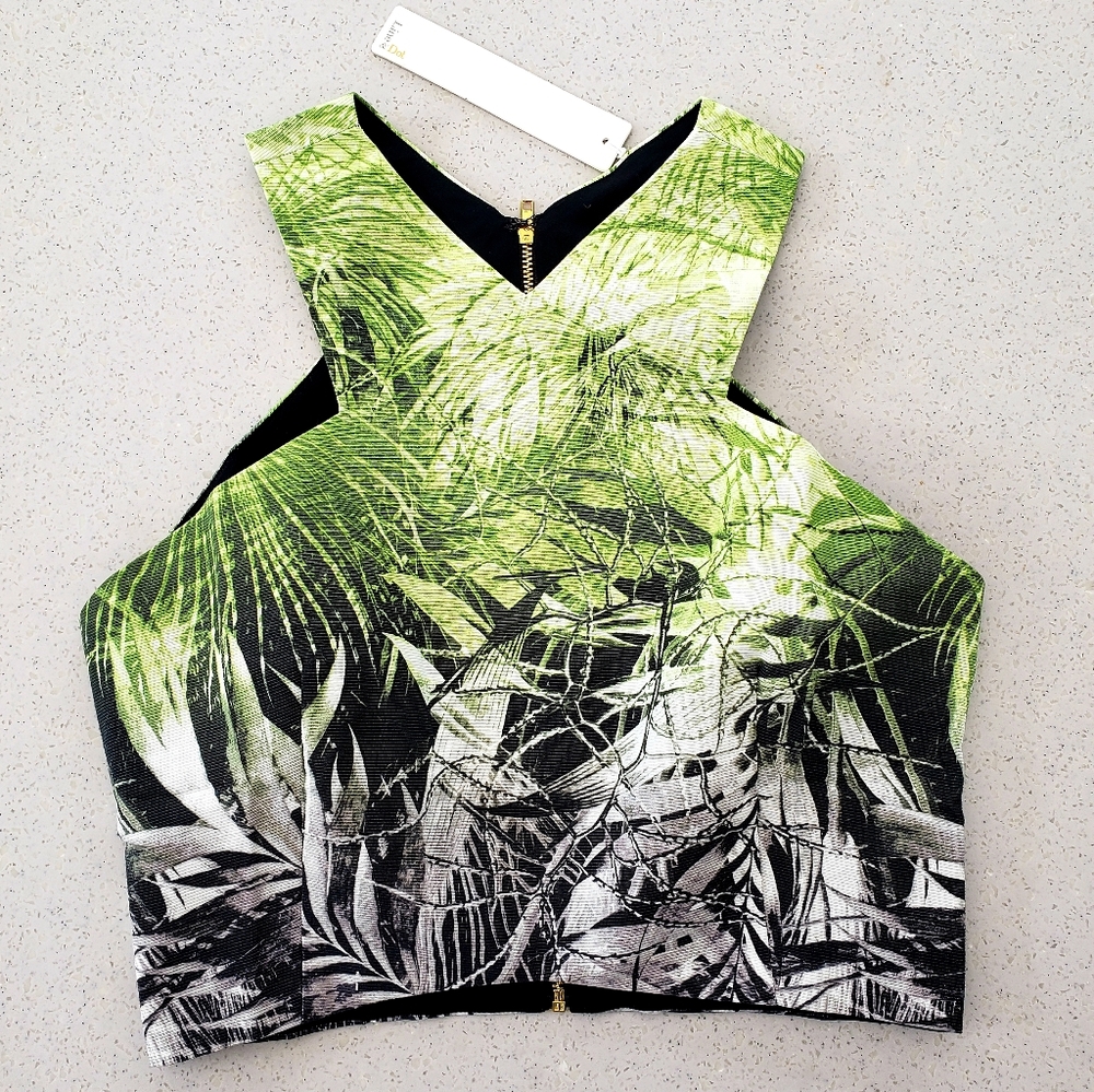NWT Line & Dot Sleeveless Crop Top - Picture 1 of 6